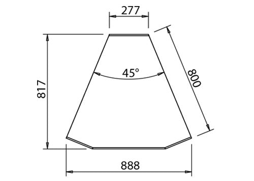 Hjørneskap i Rustfritt stål 45° (Utvendig)