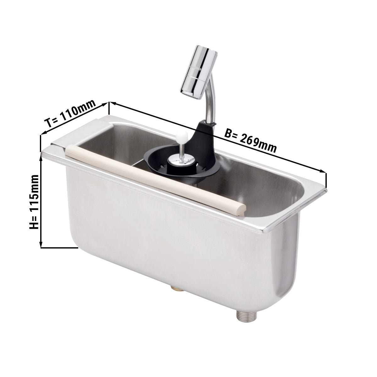 Vask til Iskremskje med Portioniererdusche &amp; integr. Vann Tilbakestrømningssikring