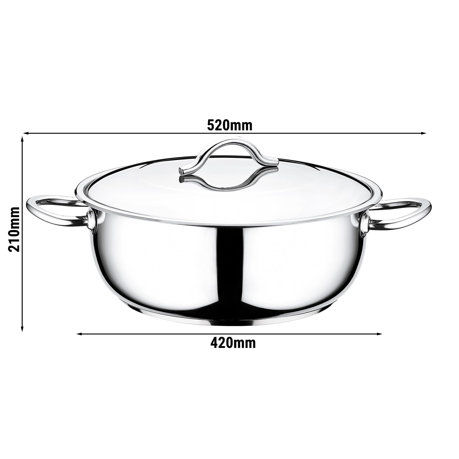 Gastro kasserolle i rustfritt stål - Ø 400 mm - høyde 160 mm - 16,00 liter