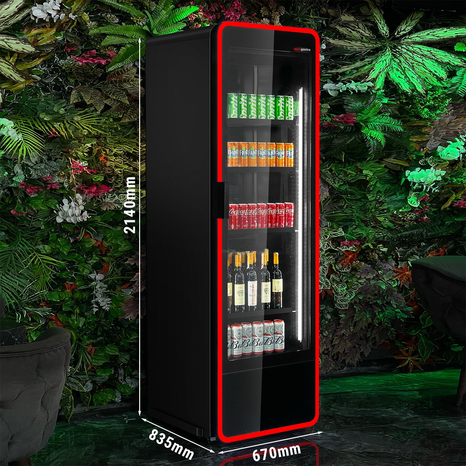 Drikkevarekjøleskap - 550 liter - med farget RGB LED-lys