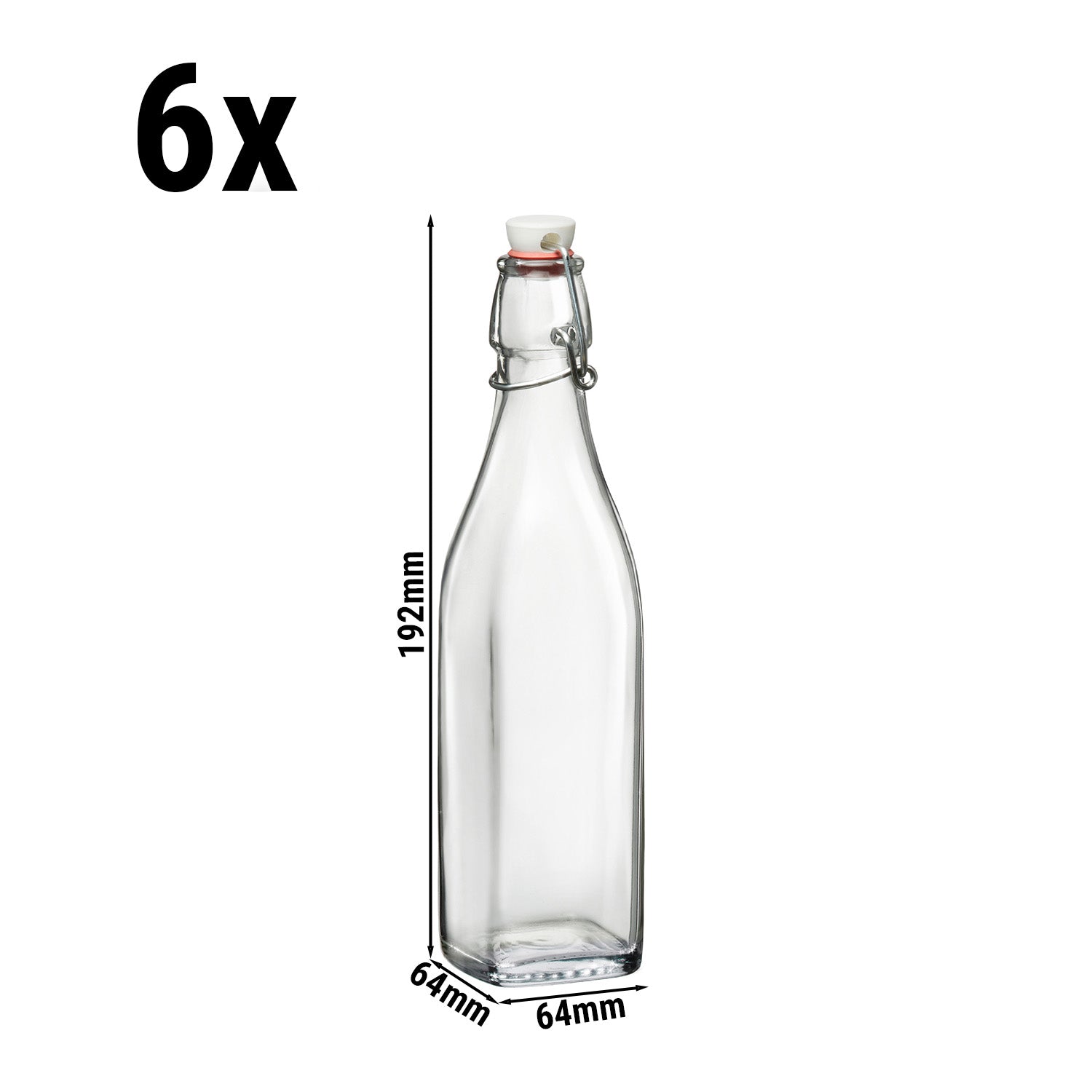 (6 stk.) Glassflaske Bormioli Rocco - DUBLIN - med dreibar kork - 250 ml