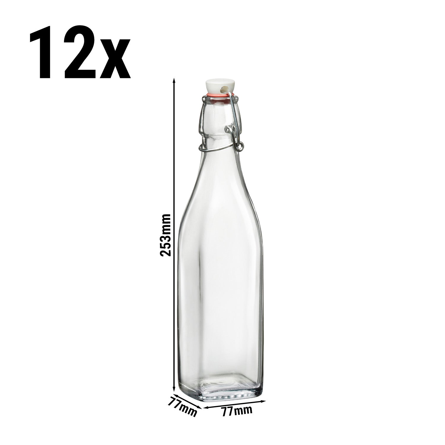 (12 stk.) Glassflaske Bormioli Rocco - DUBLIN - med dreibar kork - 500 ml