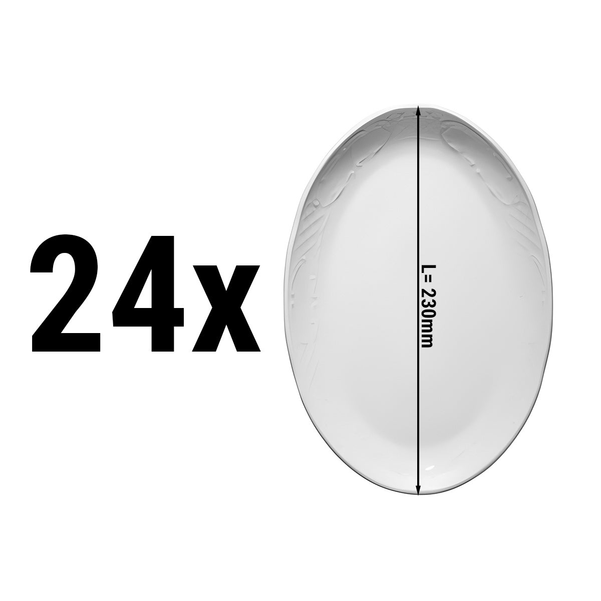 (24 Stykker) CLASICO - Tallerken/ Oval tallerken - Ø 23 cm