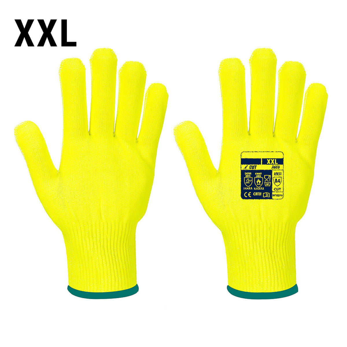 (10 par) Kuttbestandige hansker Pro Cut - Gul - Størrelse: XXL