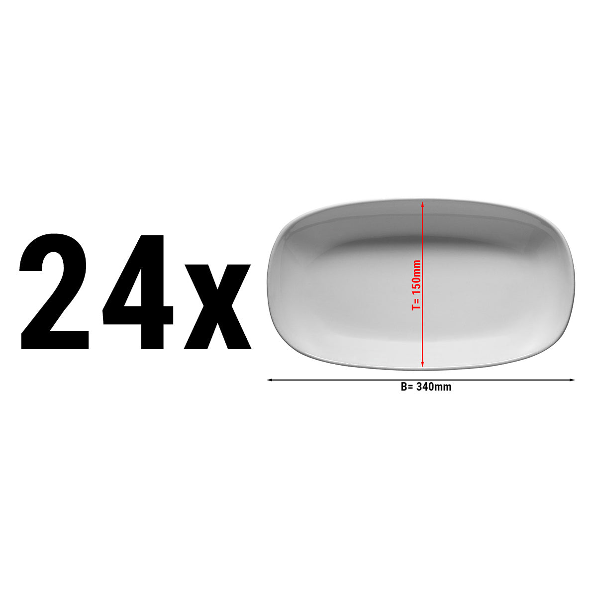 (24 Stykker) ENTity - Oval tallerken - 34 cm