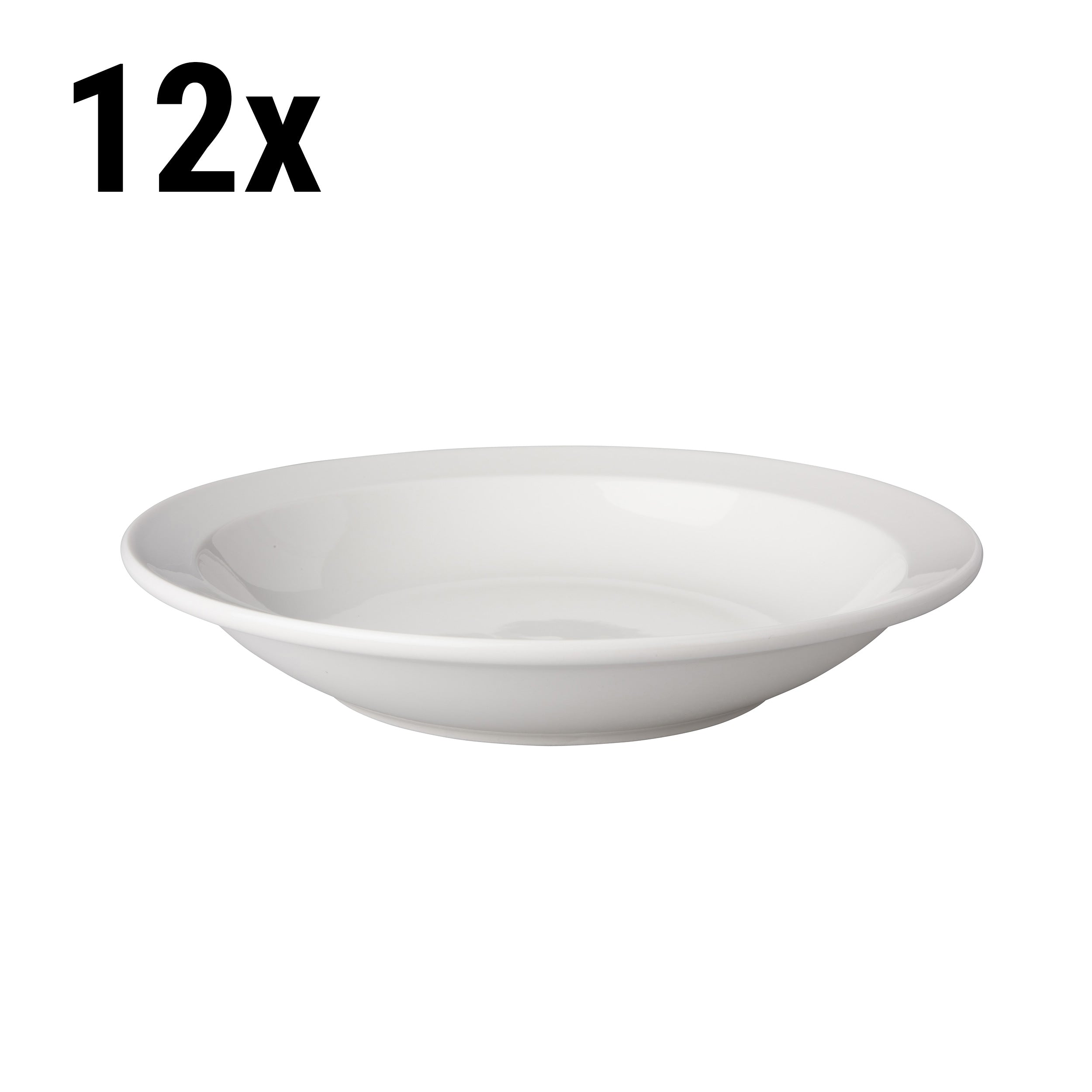 (12 stk) Mammoet dype tallerkener - Ø 21,5 cm - Hvit