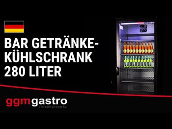 Displaykjøler - 600 mm - 280 l - digital temperaturstyring - med 1 glassdør & LED-belysning - svart