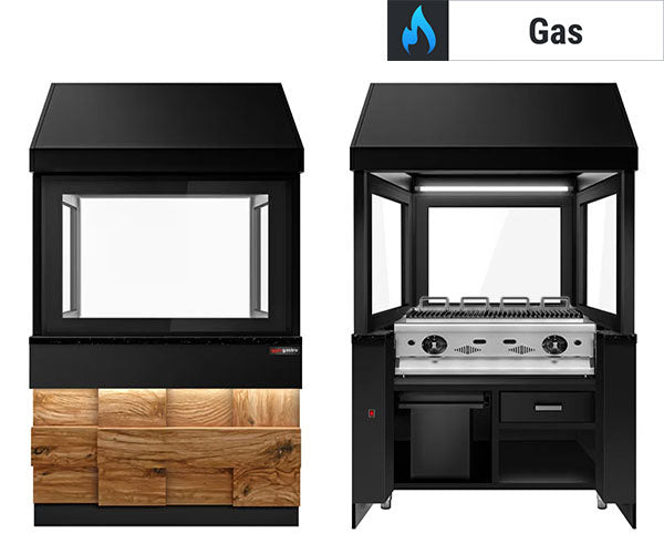 Gassgrill - svart granitt
