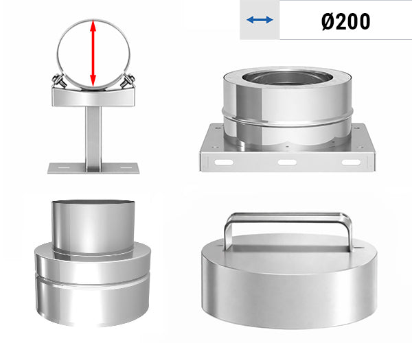 Ø 200 Innvendig diameter - tilbehør til ventilasjonsanlegg, dobbeltvegget