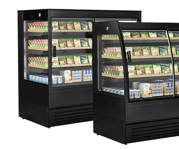 Veggmonterte kjølehyller med skyvedører - runde