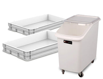 Beholder for mel og deig