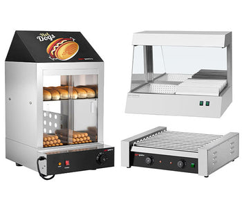 Pølsegriller, rundstykke- og pommes frites-varmere