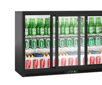 Barkjøleskap med skyvedører i glass