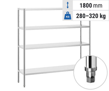 Hyller i rustfritt stål med føtter