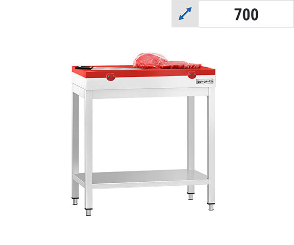 Arbeidsbord med skjærebrett rød - 700 dyp