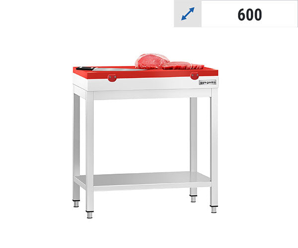 Arbeidsbord med skjærebrett rød - 600 dyp