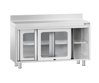 Arbeidsskap 700 med oppkant og skyvedører i glass