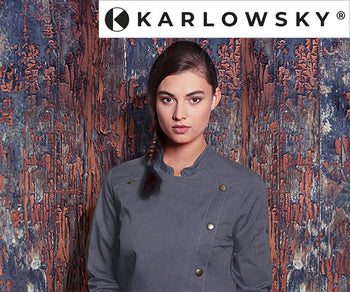 KARLOWSKY | Kokkjakke denim style vintage svart