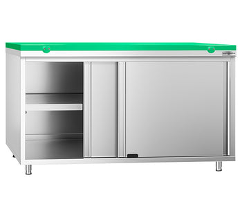 Arbeidsskap med grønt skjærebrett 600 dyp