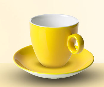 Kaffe og underfat Gul