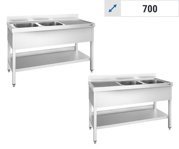 Oppvaskbenk 2 Kummer - 700 Dybde