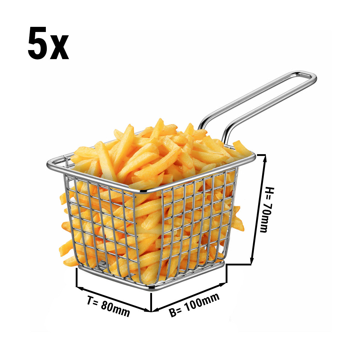 (5 Stykker) Pommes frites kurve Kvadrat - 100 x 80 mm
