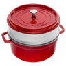 STAUB | LA COCOTTE - Kokotte med dampinnsats - Ø 260mm - Støpejern - Kirsebærrød