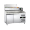 Pizzabenk PREMIUM - 1500x800 mm - granittplate - med 2 dører - med garnityrkjøler - 6x GN 1/3