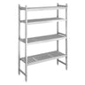 Aluminiumsreol – grunnseksjon - 1066x1685 mm - Dybde: 360 mm - med 4 hyller - for kjølerom/fryserom - Maks belastning totalt: 450 kg