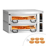 Elektrisk pizzaovn (steinbunn, sjamott) - 1480x1010 mm - 6+6x Ø 34 cm - opptil 450 °C - digitalt touchpanel - inkl. hette