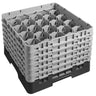 CAMBRO | CAMRACK® - Glassvaskerkurv 1/1 med 6 forlengere - 500x500mm - 20 rom - Svart