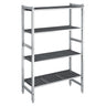 Aluminiumsreol – grunnseksjon - 960x1800 mm - Dybde: 360 mm - med 4 hyller - for kjølerom/fryserom - Maks belastning totalt: 900 kg
