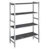 Aluminiumsreol – grunnseksjon - 1080x1800 mm - Dybde: 360 mm - med 4 hyller - for kjølerom/fryserom - Maks belastning totalt: 900 kg