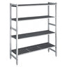 Aluminiumsreol – grunnseksjon - 1620x1800 mm - Dybde: 360 mm - med 4 hyller - for kjølerom/fryserom - Maks belastning totalt: 900 kg