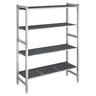 Aluminiumsreol – grunnseksjon - 1320x1800 mm - Dybde: 560 mm - med 4 hyller - for kjølerom/fryserom - Maks belastning totalt: 900 kg