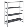 Aluminiumsreol – grunnseksjon - 1500x1800 mm - Dybde: 560 mm - med 4 hyller - for kjølerom/fryserom - Maks belastning totalt: 900 kg