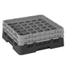 CAMBRO | CAMRACK® - Glassvaskerkurv 1/1 med 2 forlengere - 500x500mm - 36 rom - Svart