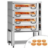 Elektrisk pizzaovn - 1480x923 mm - 6+6+6+6x Ø 34 cm (steinbunn, sjamott) - opptil 430 °C - digitalt touchpanel - inkl. hette og understell