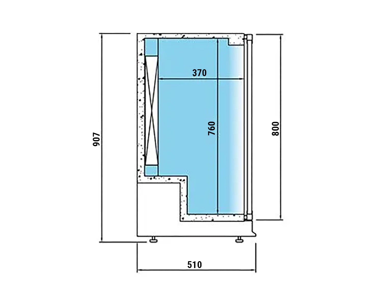 Bar kjølebord 330 Liter - med 3 Glassdører