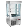 Displaymonter - 230 l - 670 mm - 1 glassdør - firkantet - med 2 hyller - LED-belysning - R290 - sølv