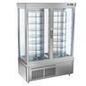 Displaymonter - 935 l - 1 320 mm - 2 glassdører - firkantet - med 14 roterende hyller - LED-belysning - R290 - sølv