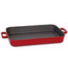 Grillpanne - støpejern - sandwichbunn - 400x260 mm - Høyde: 60 mm - rød - for alle varmekilder, inkl. induksjon