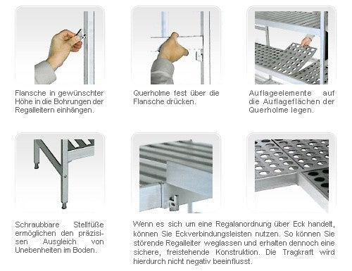 Aluminium basishylle - 900 x 1800 mm