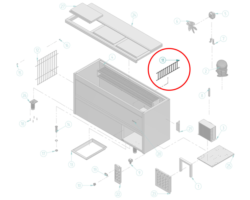 Vertikalt skillegitter - høyde: 132 mm