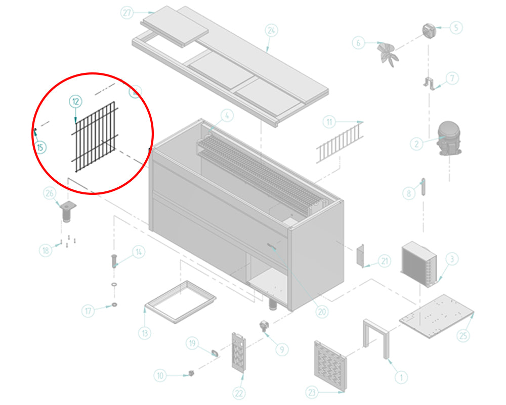 Vertikalt skillegitter - høyde: 432 mm