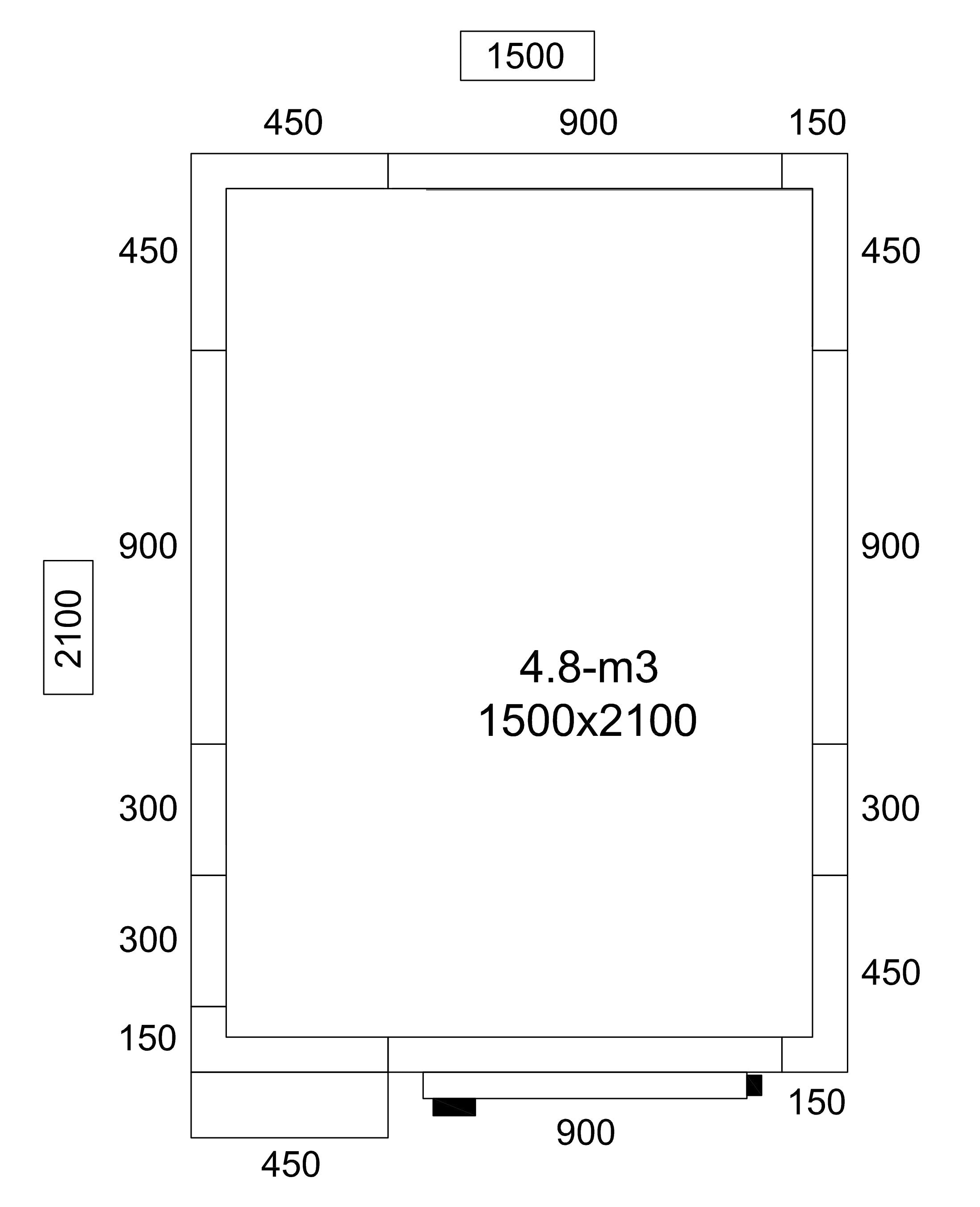 Kjølerom - 1,5 x 2,1 m - høyde: 2,01 m - 4,8 m³ - inkl. kjøleaggregat