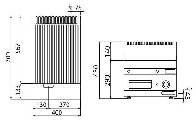 Elektrisk flatgrill - riflet (3,6 kW)