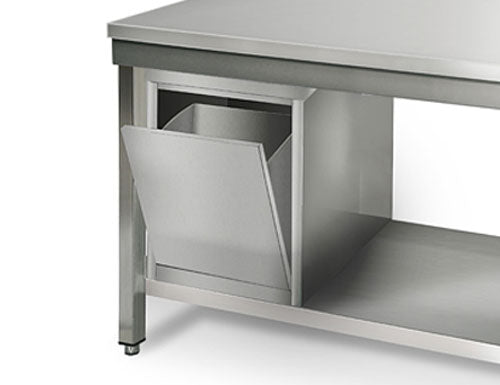 Rustfritt stål arbeidsbord ECO - 0,6 m - med underhylle og oppkant