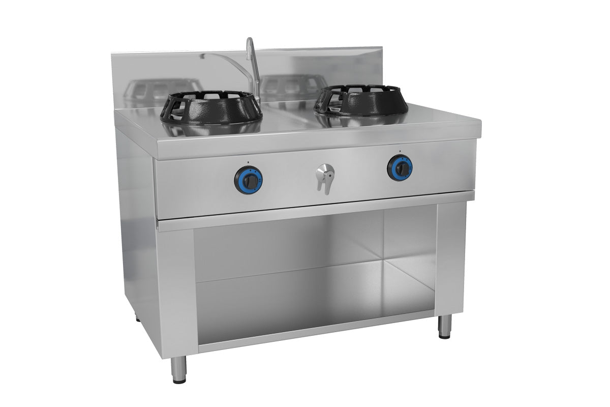 Gass wok komfyr - med 2 kokeplater - 28 kW