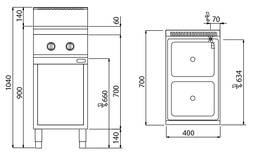 Induksjonsplate - 2 kokeplater (7 kW)